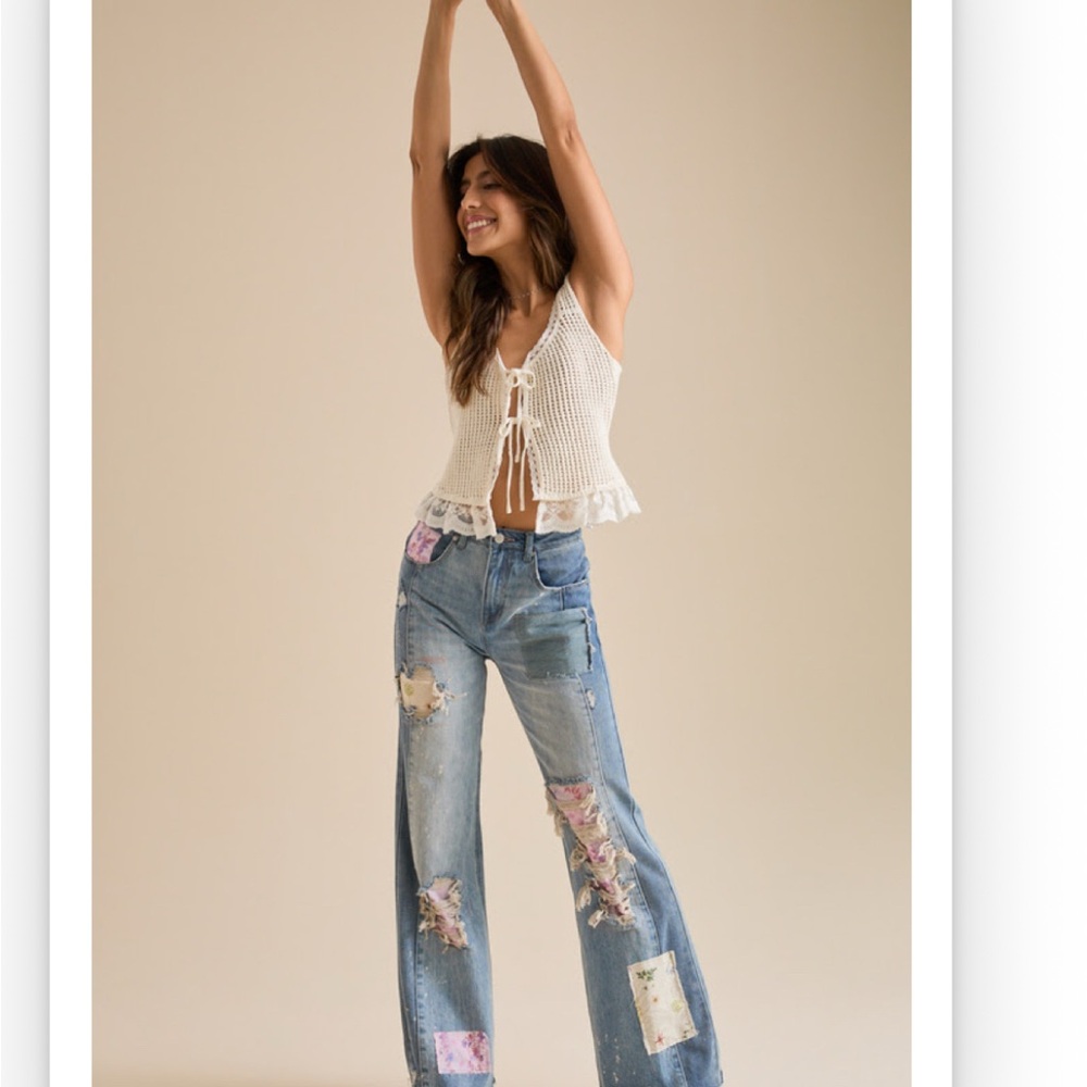 Emsley Tie Front Crochet Top